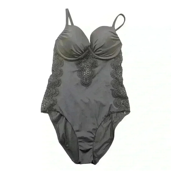 A. CHE Lace Black One Piece Swimsuit Women’s Size 6 - Picture 4 of 8